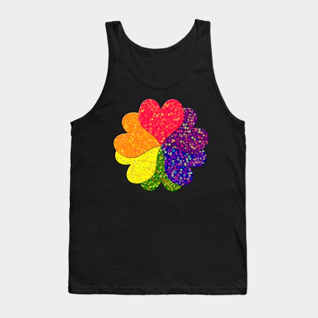 Love in Bloom Rainbow Hearts in Flower Shape Tank Top by Klssaginaw